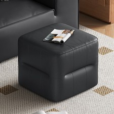 Black PU Cube Pouf Vanity