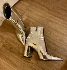 Rare, Gorgeous Silver MOD Winkle-picker Ankle Boots by Public Desire Sz 4