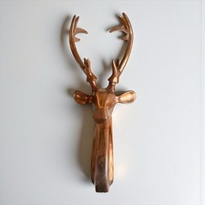 Large Metal Rose Gold Wall Mounted Deer Stag Head Art Sculpture Christmas Decor