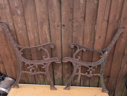 Vintage cast iron bench ends - iron,