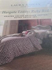 Laura Ashley brushed cotton Hargate Leaves Ruby Red Superking duvet set bnib