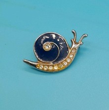 Snail brooch pin blue enamel - brooch,