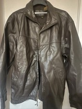 Timberland Leather Jacket Men’s XL Brown Vintage Bomber Cotton Lined Zip Up Coat