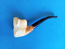 Antique Victorian Carved Meerschaum Pipe c.1880 Bearded Man Face in Ottoman Cap