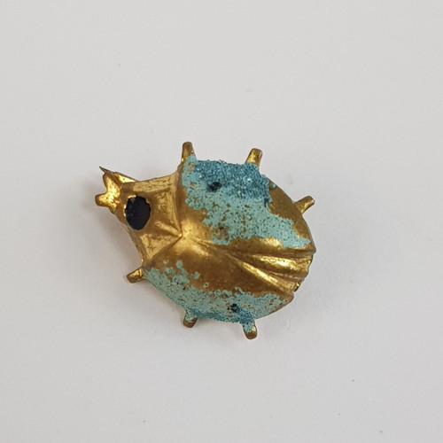 Gold tone miniature - gold, blue