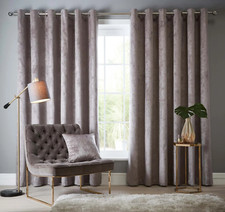 Mink STUDIO g Navarra Textured Velvet Eyelet Lined Curtains W46" x D54" RRP £74