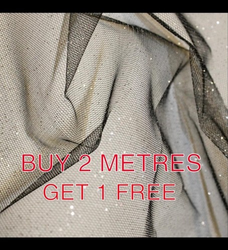 Black tulle glitter soft - glitter, sheer