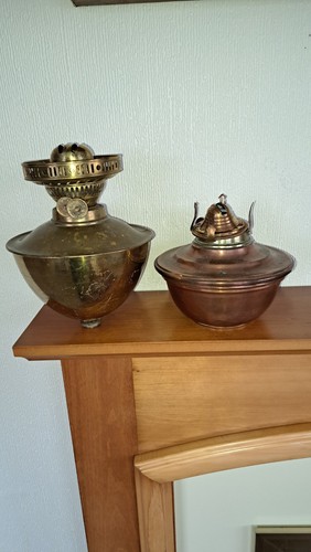 Two vintage oil lamp fonts - vintage,
