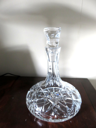 Vintage etched crystal ship - etched,