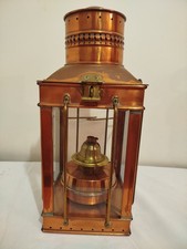 VINTAGE BRITISH MADE COPPER HANGING LANTERN& OIL LAMP- MADE M.M.T  38 CM HIGH