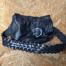 Nuada Soft Black Leather & Suede Slouchy Hobo Handbag Shoulder Bag