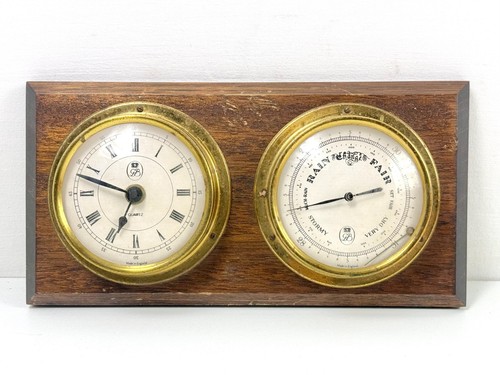 Vintage barometer clock - barometer,