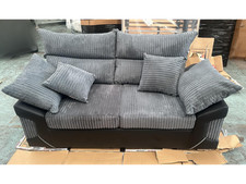 Jumbo Grey Cord Black Leather