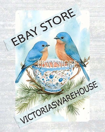 Bluebirds winter tin sign cozy - bluebirds,