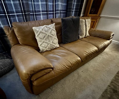 Natuzzi brown leather sofa - natuzzi,