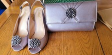 Pewter Metallic Lotus Matching Bag And Shoes Size 5. BNWOT. Ideal For Wedding.