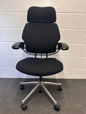 Humanscale Freedom Task Chair Ergonomic Adjustable Headrest Mesh Back - Black