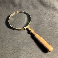 magnifying glass Antique. Brass & Wood. 
