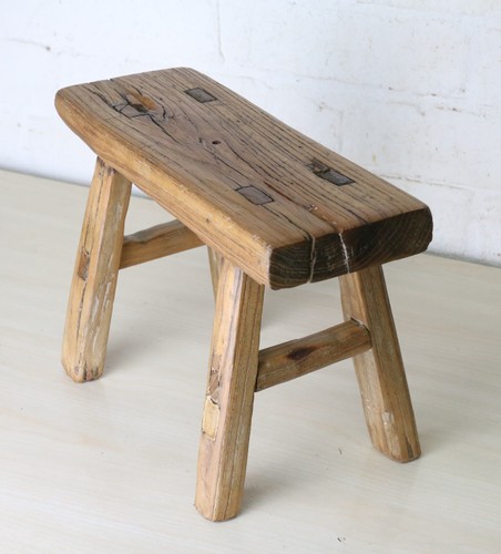 Antique small wooden stool - antique,