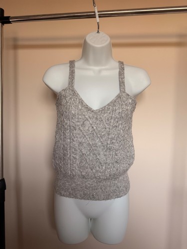 Grey cable knit vest top - vest, size