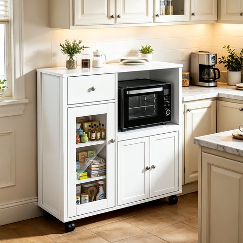 Sideboard with microwave - sideboard, shelf