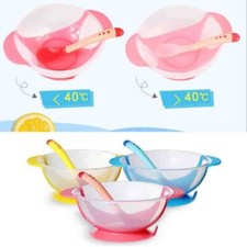 Soft Baby Suction Cup Bowl With Spoon Set Kids Non-slip Feeding Eating FoodBowl