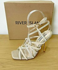 River Island Nude Beige Jingle Bling Heels Variety Sizes RRP £65