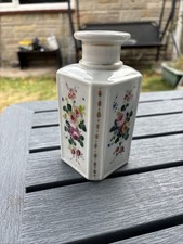 Unbranded White And Floral China Vase 14cm Tall Square