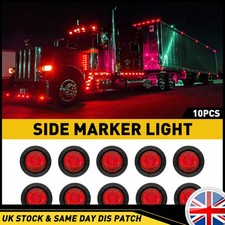 10PCS Marker Lights 3/4" 12V LED Truck Trailer Round Clearance Side Light Red UK