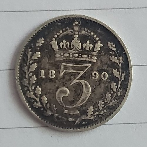 Victoria 1890 threepence coin - 1890,