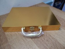 1 X EMPTY, GOLD CUTLERY STORAGE CASE BOX, UPCYCLING IDEA? BARGAIN LOW START.