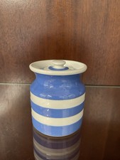 T.G. Green Cornishware Lidded Storage Jar Blue and White Striped