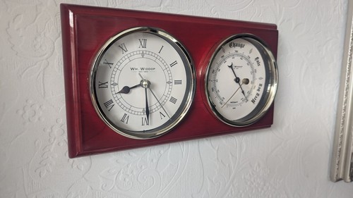 Red clock with barometer - with, wall