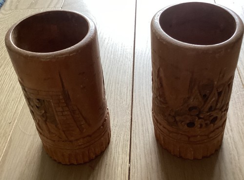 Vintage pair hand - , hand-carved