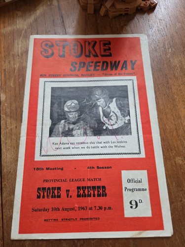 Stoke speedway program 1963 - stoke,