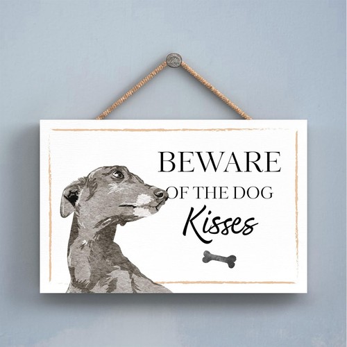 Whippet beware dog kisses - whippet,