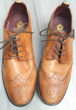 Base London~Branson Mens Tan Leather Brogue Shoes~ UK7 EU 41