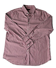 Jeff Banks Men’s Long Sleeve Check Shirt Berry White Size L (B6)