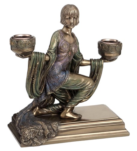 Art deco lady candle holders - deco,