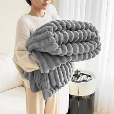 Large Ribbed Faux Fur Fleece
