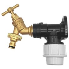 25mm Wall Flange Kit ¾ Brass Garden Tap Elbow Connector Click-Lock Hose Fitting