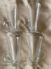 SET OF 4 ..Clear glass "long"  LATTE glasses with handle
