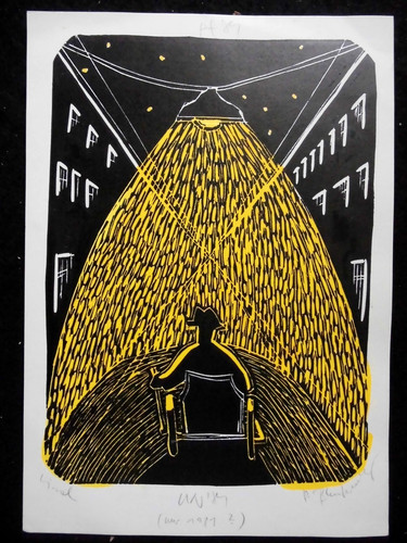 Signed screenprint woodcut - signed, or