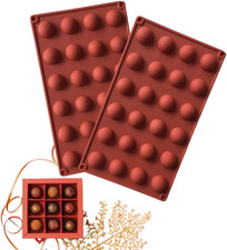 2 PCS 24 Cavity Chocolate Moulds Half round Silicone Moulds Non-Stick Reusable S