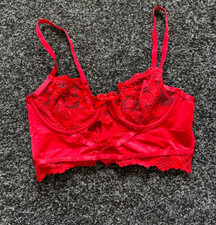 Fredericks Of Hollywood Lace Bralette, Red, Size Medium, T11