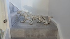 Decorative Metallic Silver Tiger Ornament Figurine Statue