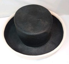 Black and Light Pink Peach Rimmed Hat Whiteley Wedding Mother of Bride Occasion