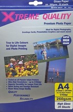 A4 Premium High Glossy Photo Inkjet Paper 260gsm -20 Sheets