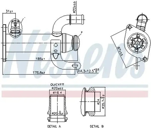 Exhaust gas cooler steel - gas,