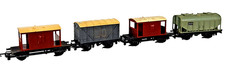 TRI-ANG Rake of 4 T. 72 BRAKE VAN LONG WHEEL BASE T.177 OPEN TRUCK T.71 VAN